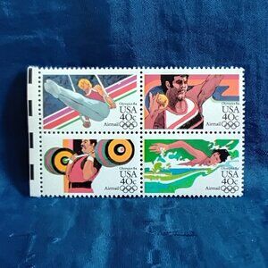 Uncirculated USA 1983 Olympics Team USA Block of Four 40 Cent Airmail Stamps!!